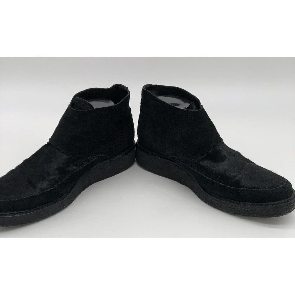 All Saints Mens Black Boot Double Monk Crepe Sole 43 us 9 9.5 Leather Suede Hair